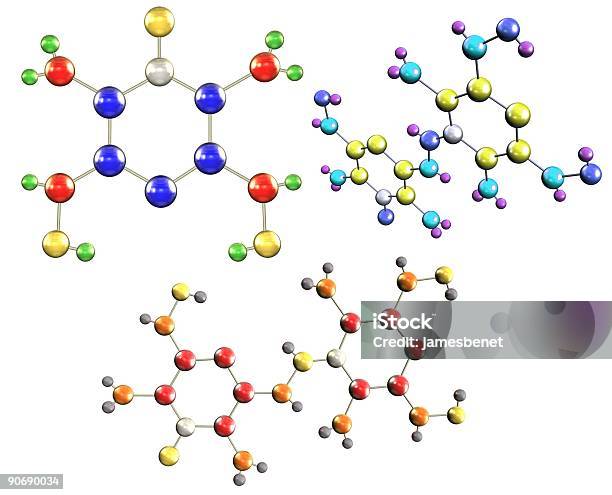 Tre Molecole Isolato - Fotografie stock e altre immagini di Atomo - Atomo, Biologia, Composizione orizzontale