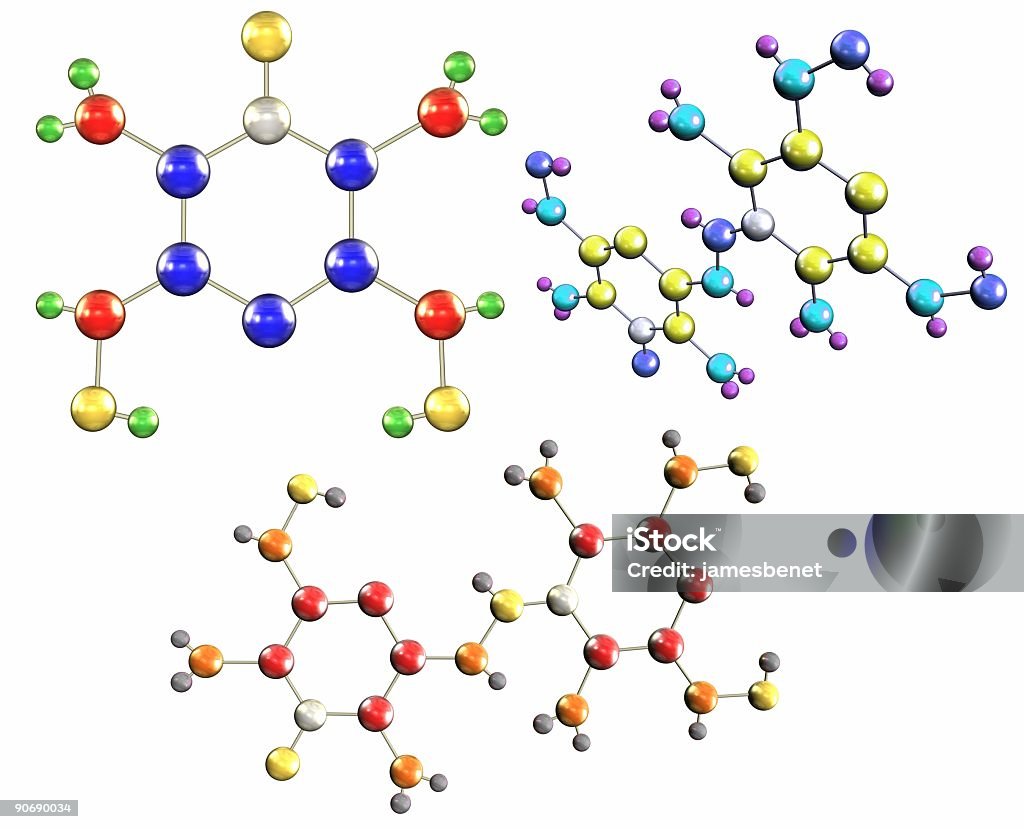 Three Molecules (Isolated)  Atom Stock Photo