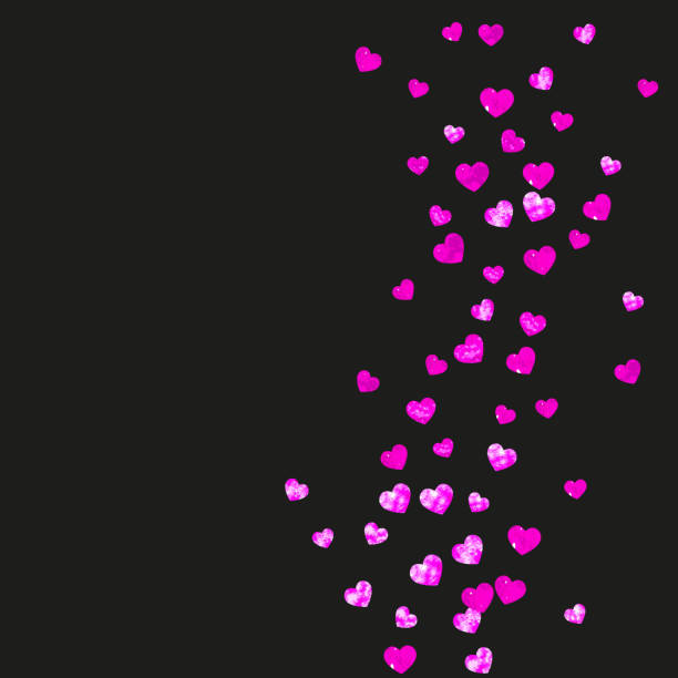istock Valentines day card with pink glitter hearts. February 14th. Vector confetti for valentines day card template. Grunge hand drawn texture. Love theme for flyer, special business offer, promo 906908802