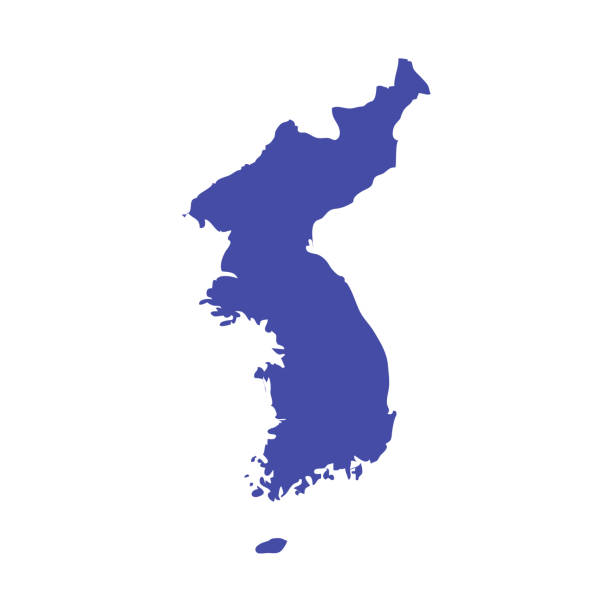 векторная карта корейского полуострова. контур карты объединенной кореи. - korea stock illustrations