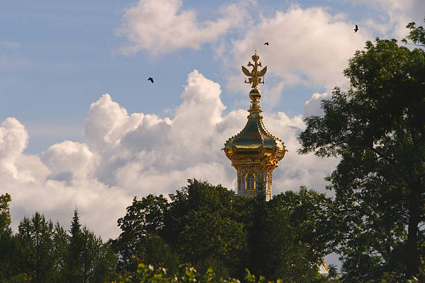 The Peterhof Palace is a series of palaces and gardens located in Petergof, Saint Petersburg, Russia, commissioned by Peter the Great as a direct response to the Palace of Versailles by Louis XIV of France