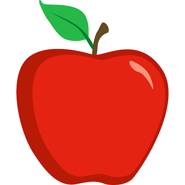 Cute Bright Red Apple Icon Isolated On White Stock Illustration - Download  Image Now - Apple - Fruit, Cartoon, Illustration - iStock