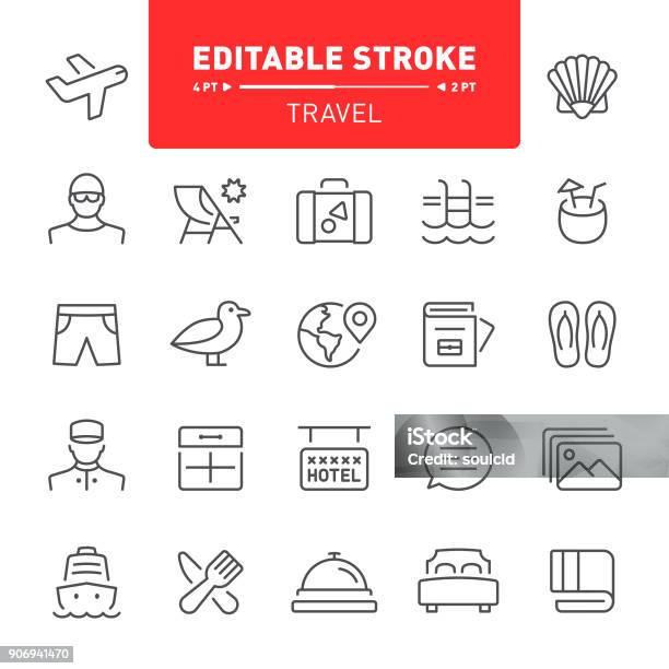 Travel Icons Stock Illustration - Download Image Now - Editable Stroke, Tourism, Icon Symbol