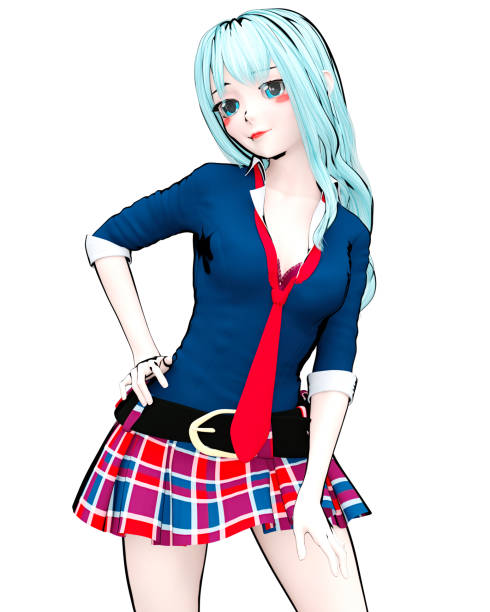 istock 3D japanese anime schoolgirl. 906951292