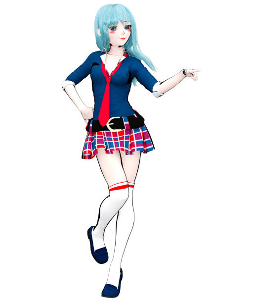 istock 3D japanese anime schoolgirl. 906951634