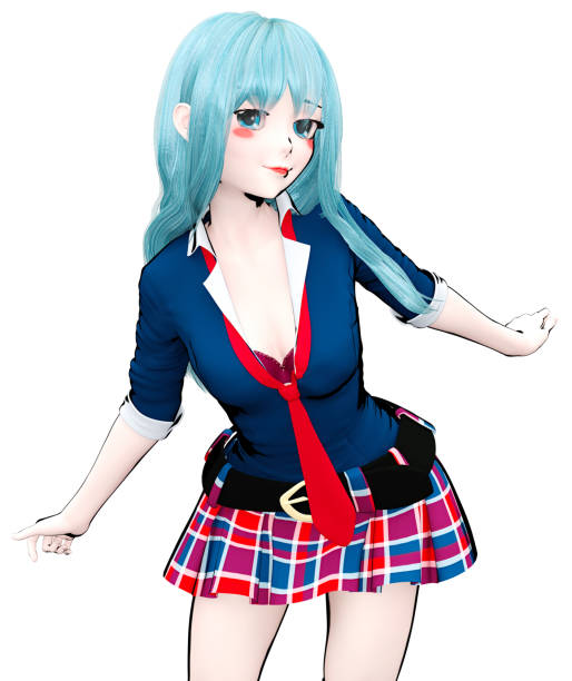 istock 3D japanese anime schoolgirl. 906952164