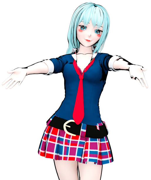istock 3D japanese anime schoolgirl. 906953262