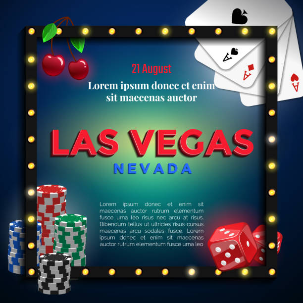 Las Vegas background design. Las Vegas background design for banner or flyer with gambling element in black frame. Vegas Sign stock illustrations