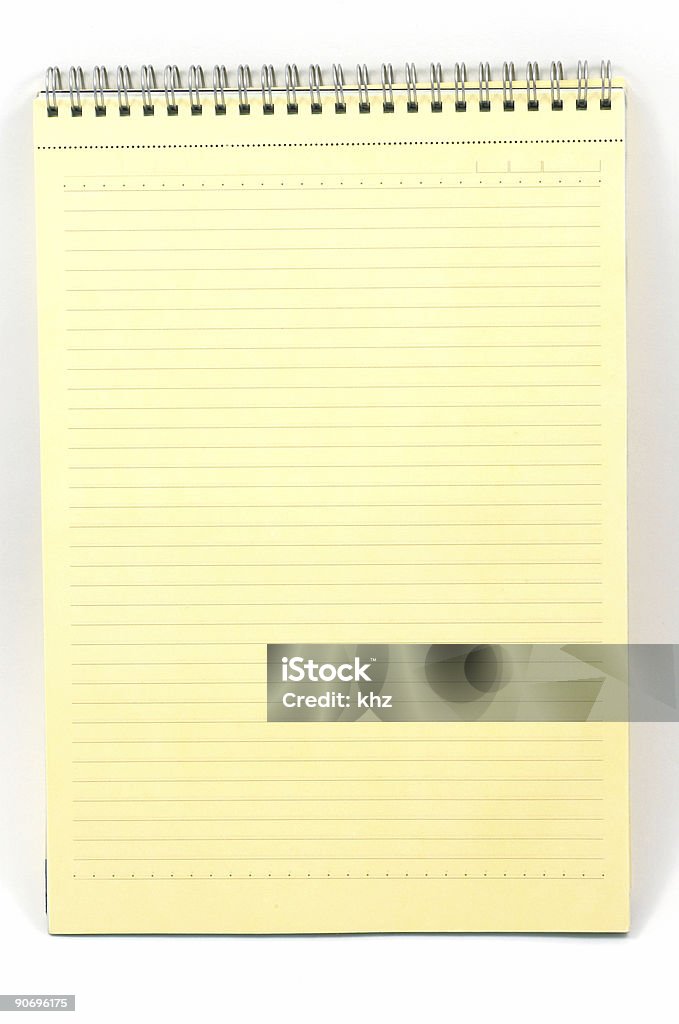 Gelbe notebook auf Weiß - Lizenzfrei Accessoires Stock-Foto