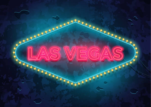 neon las vegas znak - vegas sign stock illustrations