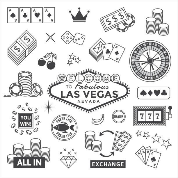 Gambling icons set Icons set on gambling in Las Vegas. gambling icon stock illustrations