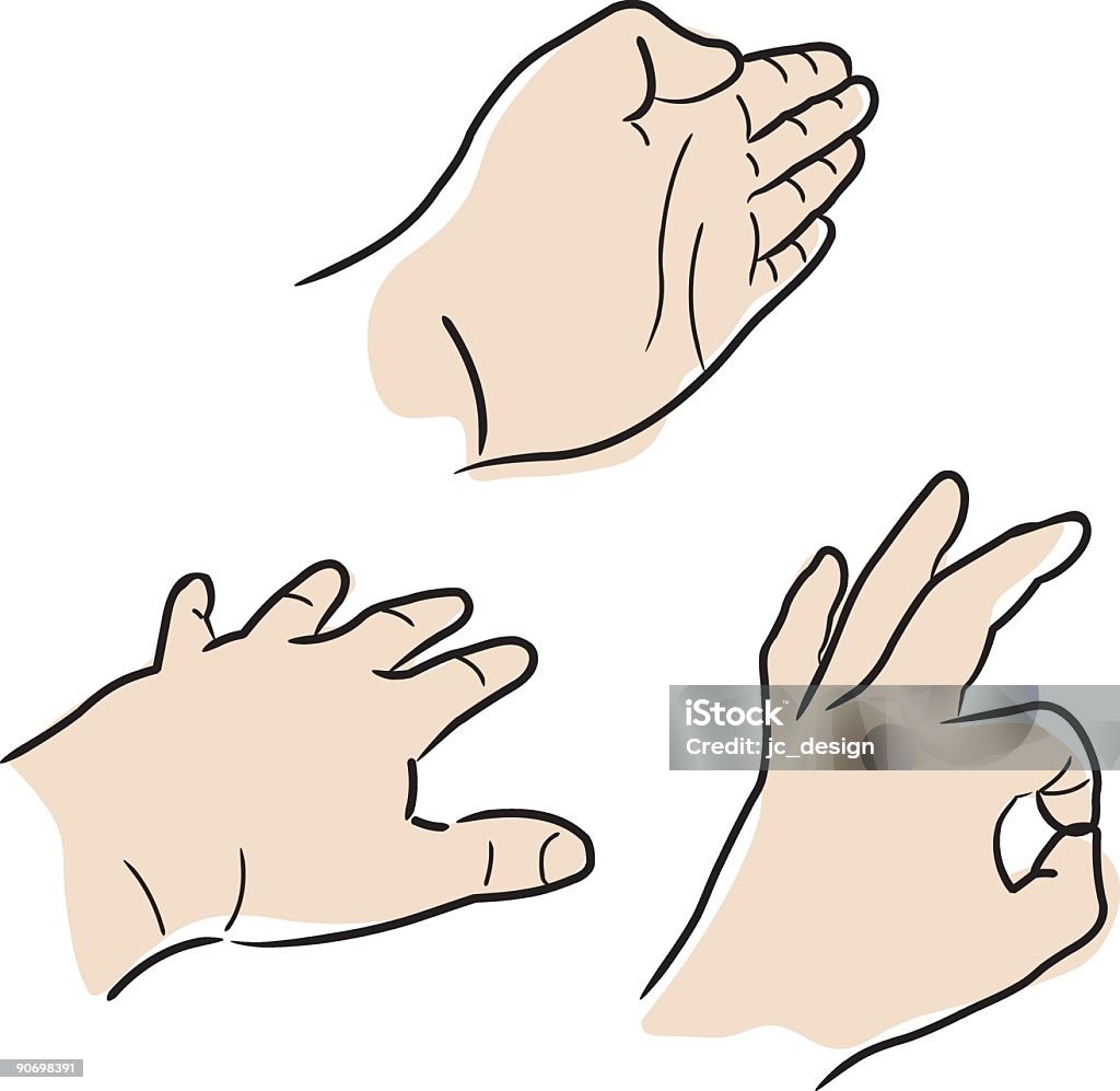 Hand Study Series Three hands in various positions, stroked and colored loosely.

See my other [url=/file_search.php?action=file&lightboxID=899358]hand related files[/url] Positioning stock vector