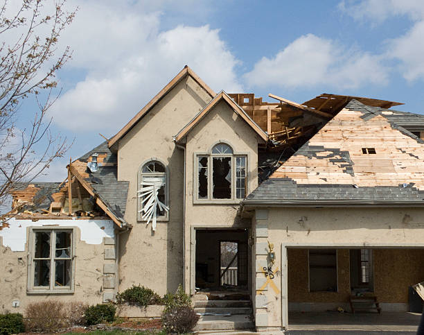 Tornado Damage Stucco-Missouri  boarded up photos stock pictures, royalty-free photos & images