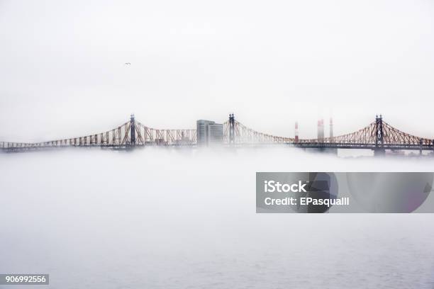 Una Fitta Nebbia Ha Coperto New York City Durante La Giornata Invernale Di Gennaio 2018 Vista Del Ponte Ed Koch Queensboro - Fotografie stock e altre immagini di Nebbia