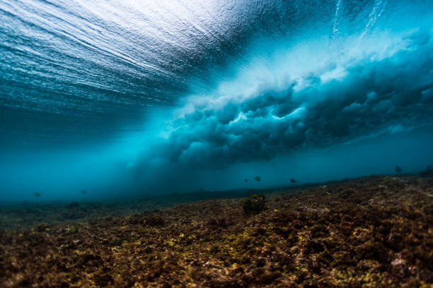 underwater view of an ocean wave - coral break imagens e fotografias de stock