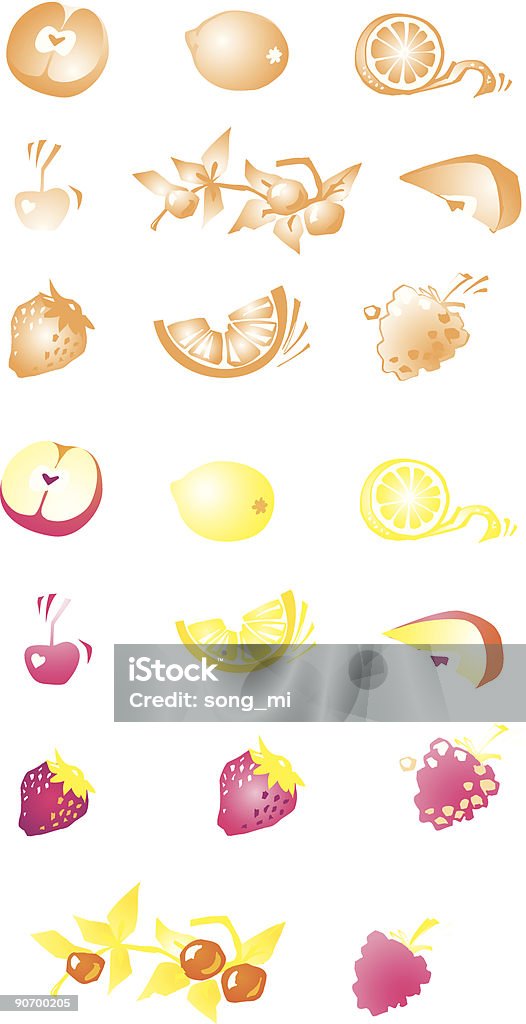 Fruit and berries Fruit and berries - lemon, raspberry, strawberry, cherry, apple. Apple - Fruit stock vector