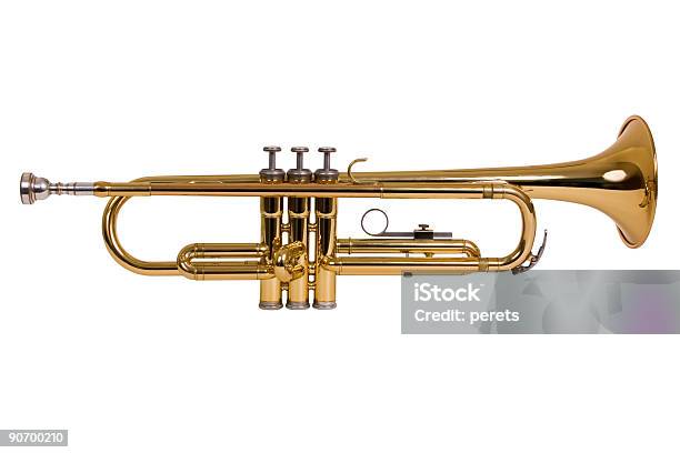 Isolated Trumpet Stock Photo - Download Image Now - Trumpet, Cut Out, Musical Instrument