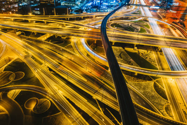 istock Futuristic traffic junction in Dubai, United Arab Emirates 907014822