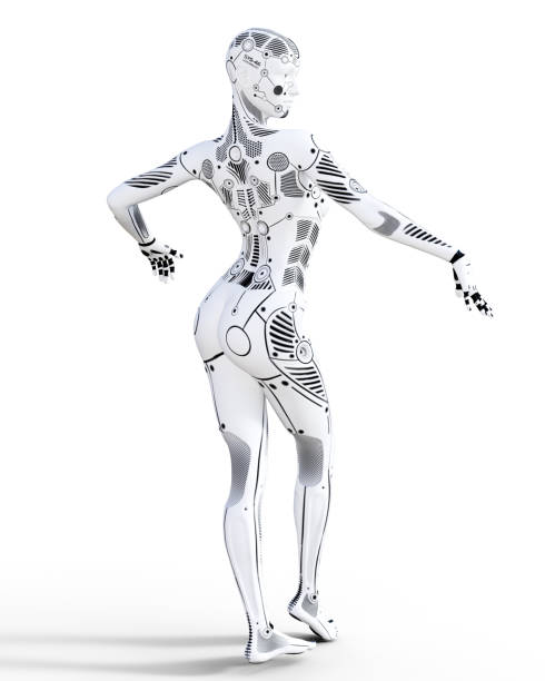 istock Robot woman. White metal droid. Artificial Intelligence. 907022344