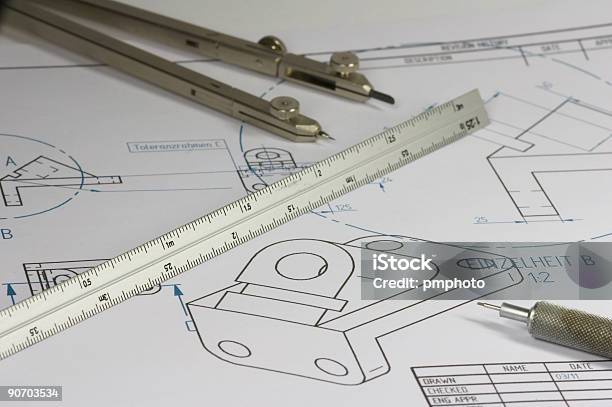 Engenheiro Mecânica - Fotografias de stock e mais imagens de Arquitetura - Arquitetura, Caneta, Compasso