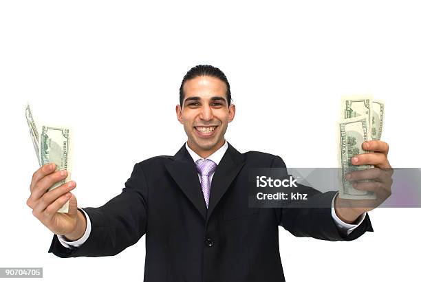 Business Series Businessman With Dollars Stock Photo - Download Image Now - Adult, Adults Only, Black Color