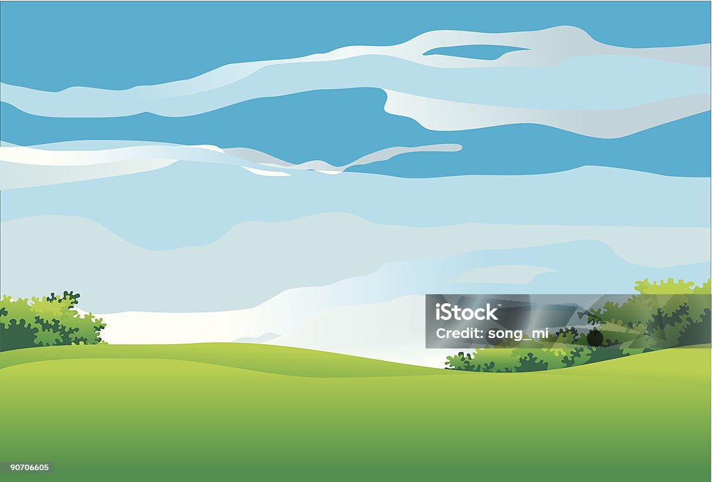 Sommer-Landschaft - Lizenzfrei Baum Vektorgrafik