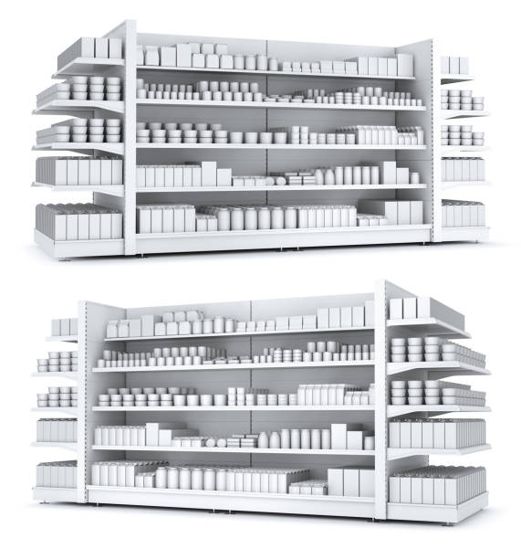 istock Shelves with blank goods in the store. 907068268