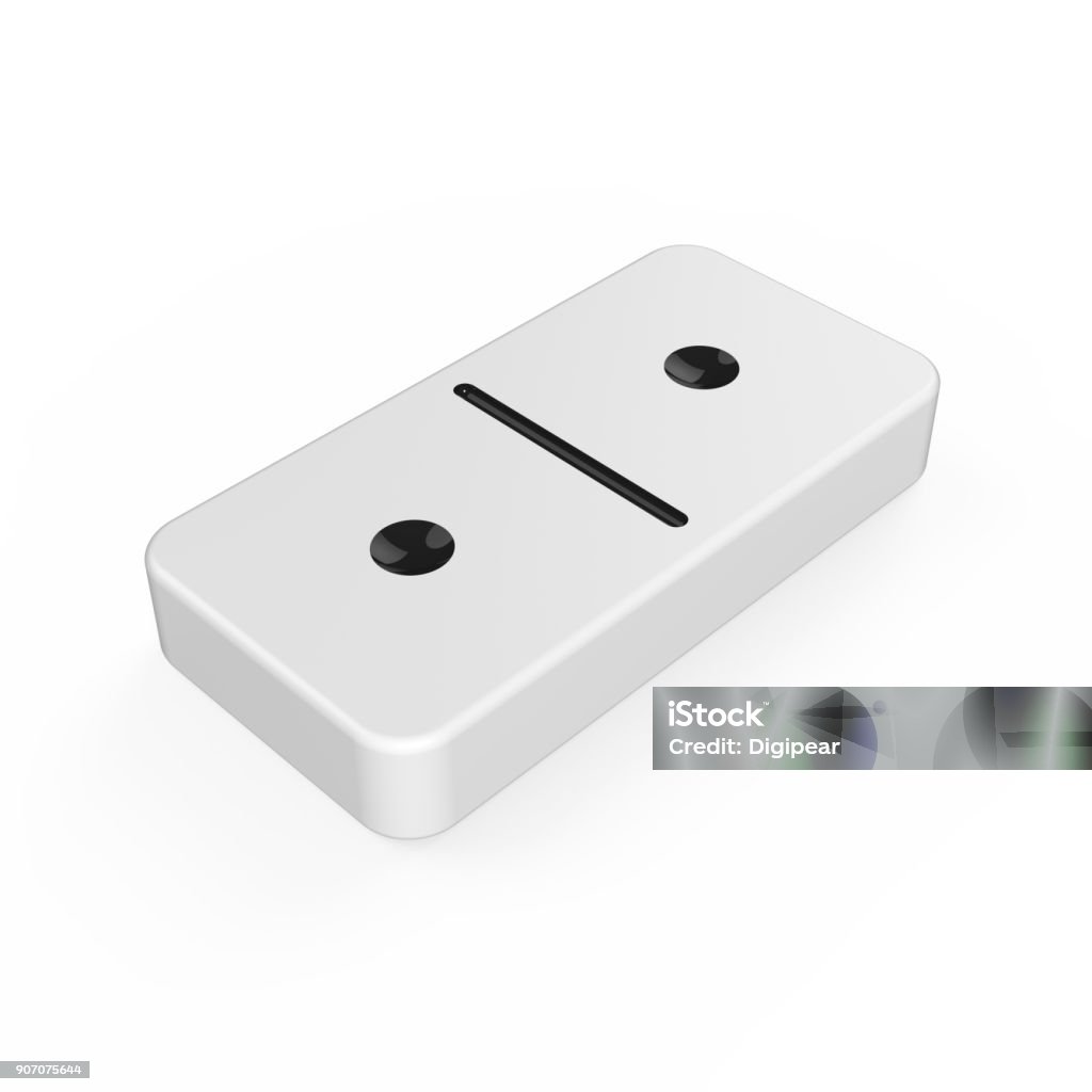 Classic white domino tile with black dots Domino Stock Photo