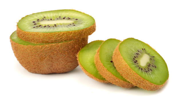istock Slices kiwi fruit isolated on white background 907118662