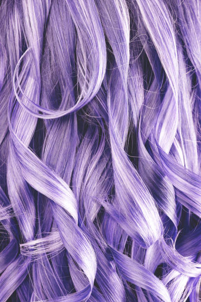 Purple Curly Hair Background Purple curly hair full frame background. purple hair stock pictures, royalty-free photos & images