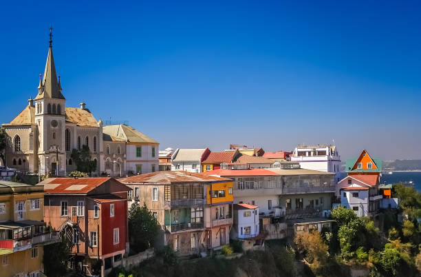 istock Church above hillside homes in Valparaiso 907155890
