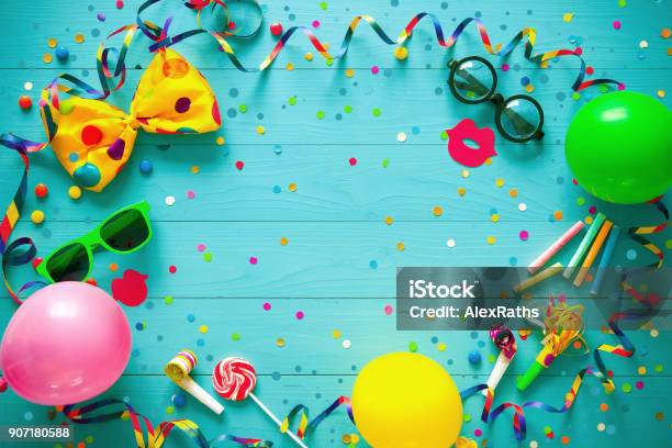 Colorful Birthday Or Carnival Background Stock Photo - Download Image Now - Carnival - Celebration Event, Birthday, Clown