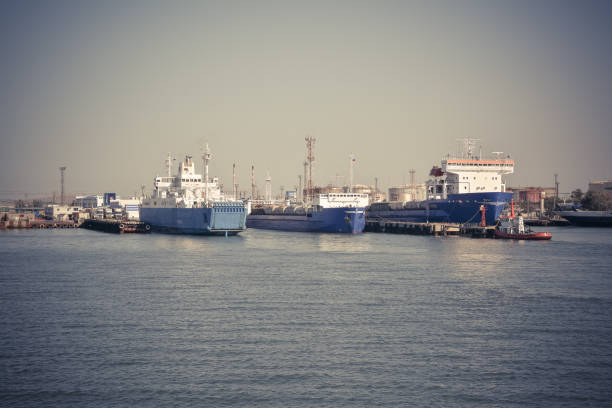istock Freight and passenger ferries in the port 907182832
