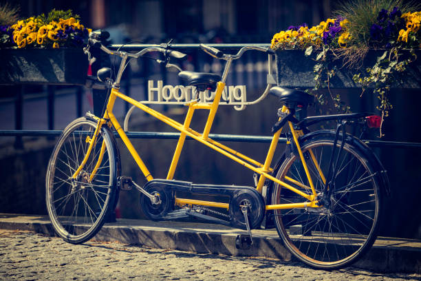 istock yellow tandem bike on the bridge 907201510