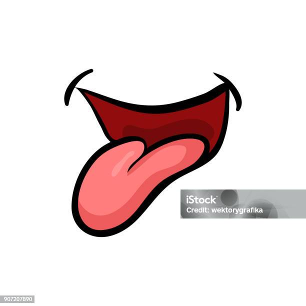 Cartoon Tongue Smile Isolated On White Background Stock Illustration -  Download Image Now - Animal Body Part, Animal Head, Art - iStock
