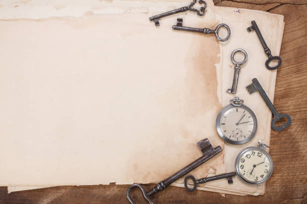 istock old papers and pen with vintage pocket watch 907216074