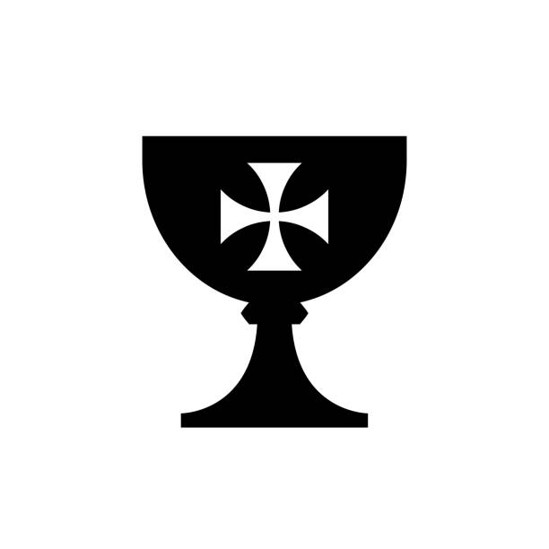 聖杯(カップ) - 中世の神秘的なシンボル、生命と不死の源、豊かさと豊かさ、「素晴らしい稼ぎ手」。 - armorial点のイラスト素材／クリップアート素材／マンガ素材／アイコン素材