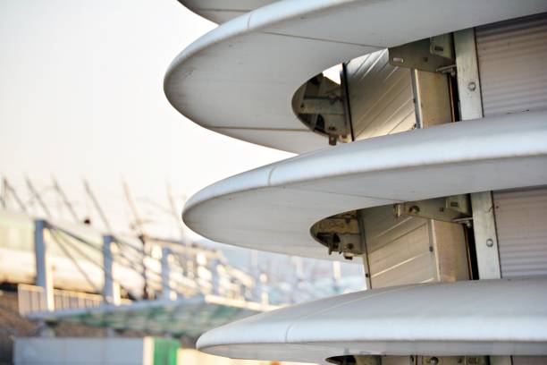 istock Abstract lines on architecture. modern architecture detail 907266432