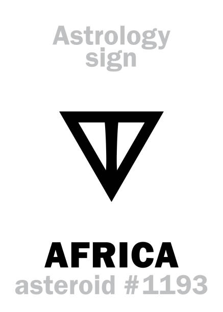 ilustrações de stock, clip art, desenhos animados e ícones de astrology alphabet: africa, asteroid #1193. hieroglyphics character sign (single symbol). - map the future of civilization
