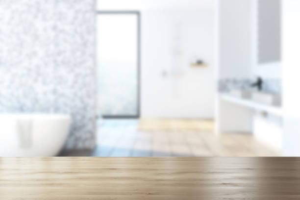 istock White and gray tiled bathroom interior blur 907289076