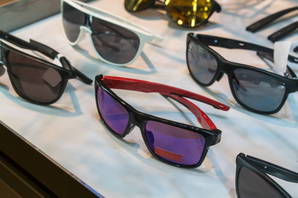istock Various of sun glasses in the shop display shelves. Selective focus 907291164