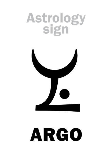 alfabet astrologii: argo (argo navis), konstelacja. znak znaku hieroglifów (pojedynczy symbol). - nave stock illustrations