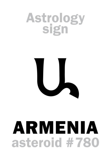 alfabet astrologii: armenia, asteroida #780. znak znaku hieroglifów (pojedynczy symbol). - ararat stock illustrations