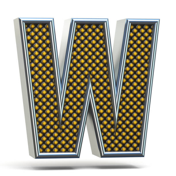 istock Chrome metal orange dotted font Letter W 3D 907306292