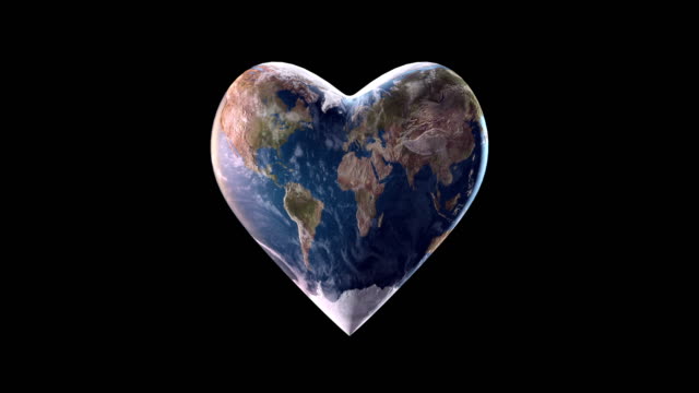 4k Heart-Shaped Earth (Black Background) - Loop