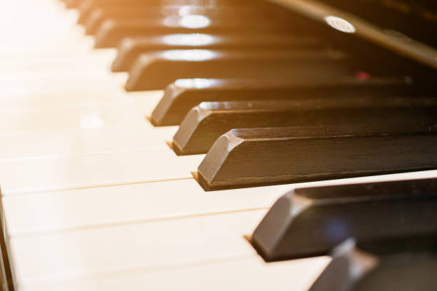 istock Piano keyboard background musical instrument 907337802