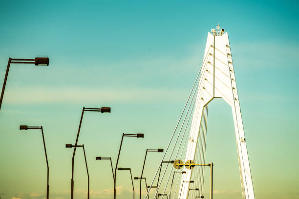istock A pillar of a huge bridge that is white. 907365930