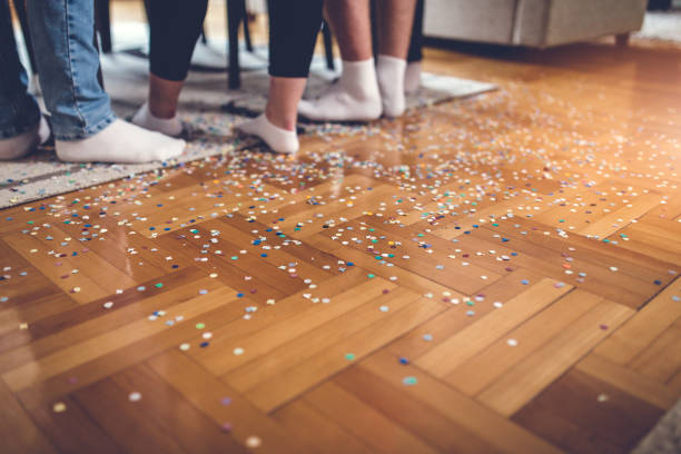 istock Confetti scattered on the floor 907380884