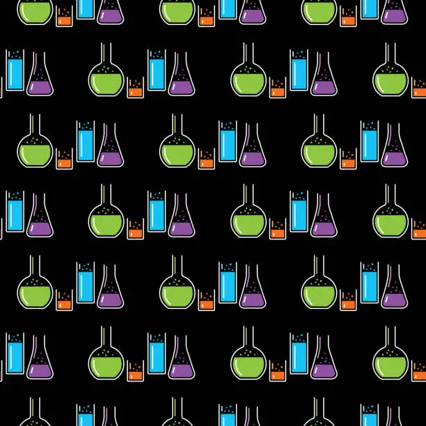 Vector illustration of Graphic Beakers Seamless Pattern