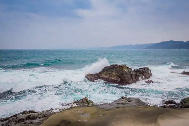 taipei/taiwan - 12/12 2017 : Waves and Rocks of Taiwan